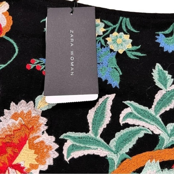 ZARA Woman Embroidered Pleated Hem Mini‎ Skirt Size XS NWT - Picture 6 of 13